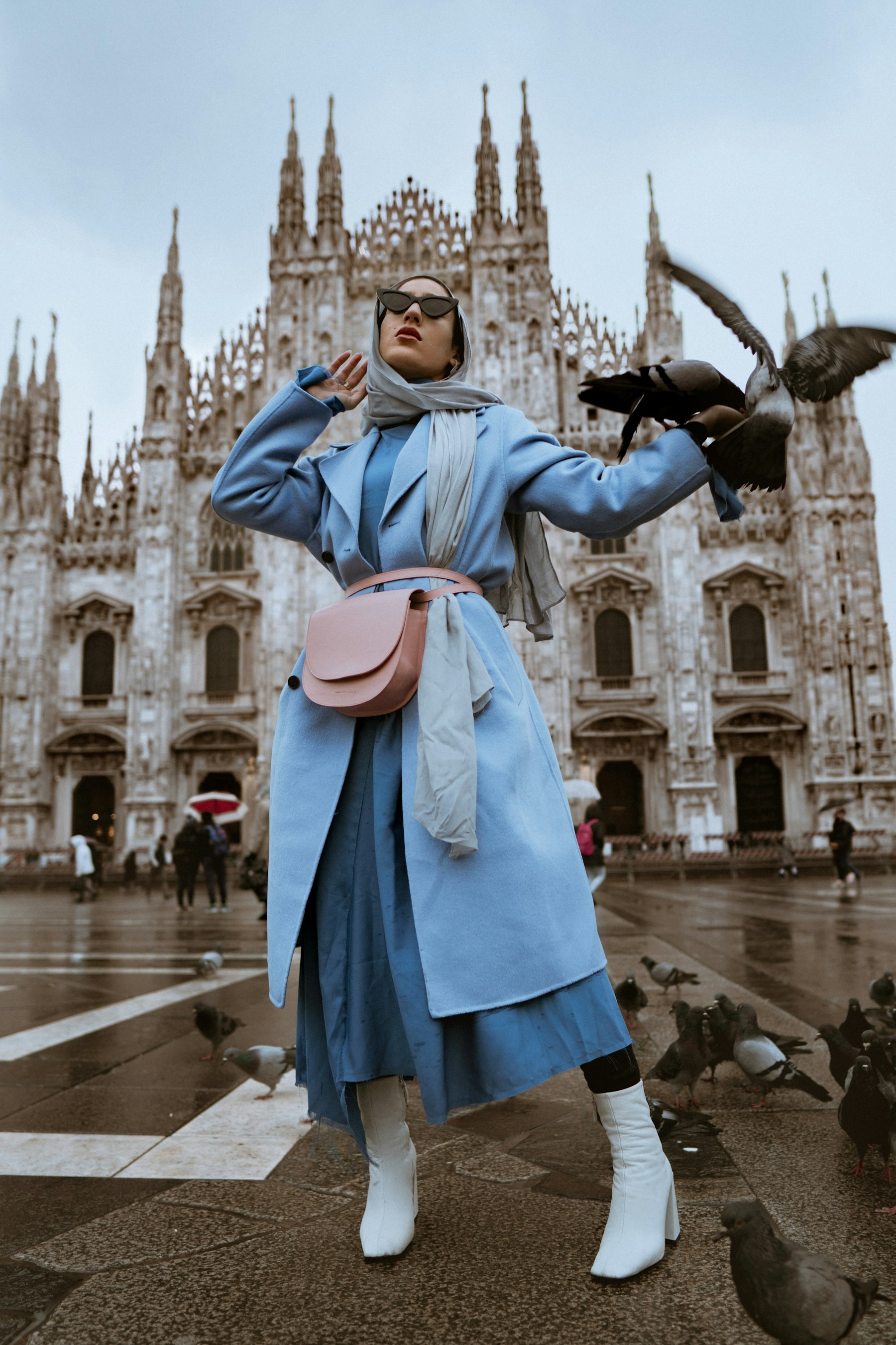 Woman in a flowing dress, editorial fashion photograph