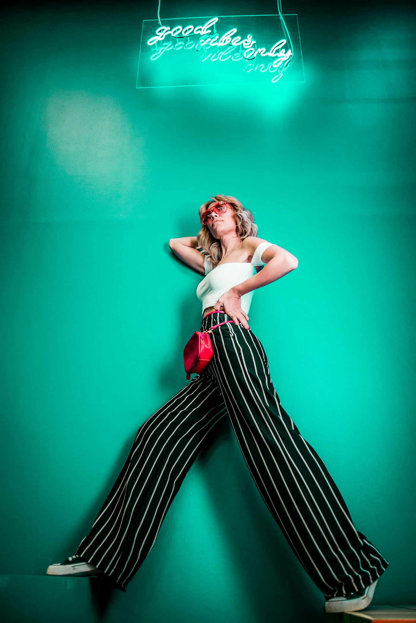 Coordinated fashion look with clothing and accessories